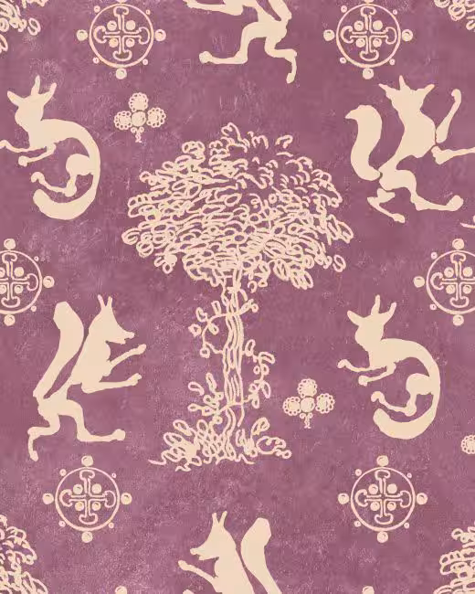 The Silly Fox Mauve Wallpaper