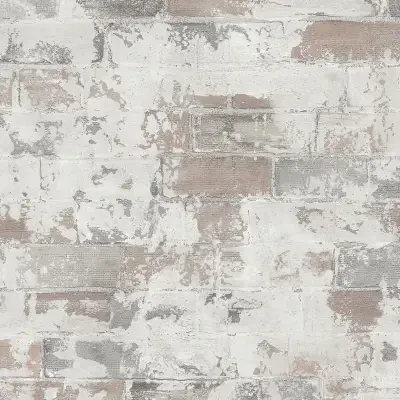 Imitation Brick Wallpaper in Tan and Grey 