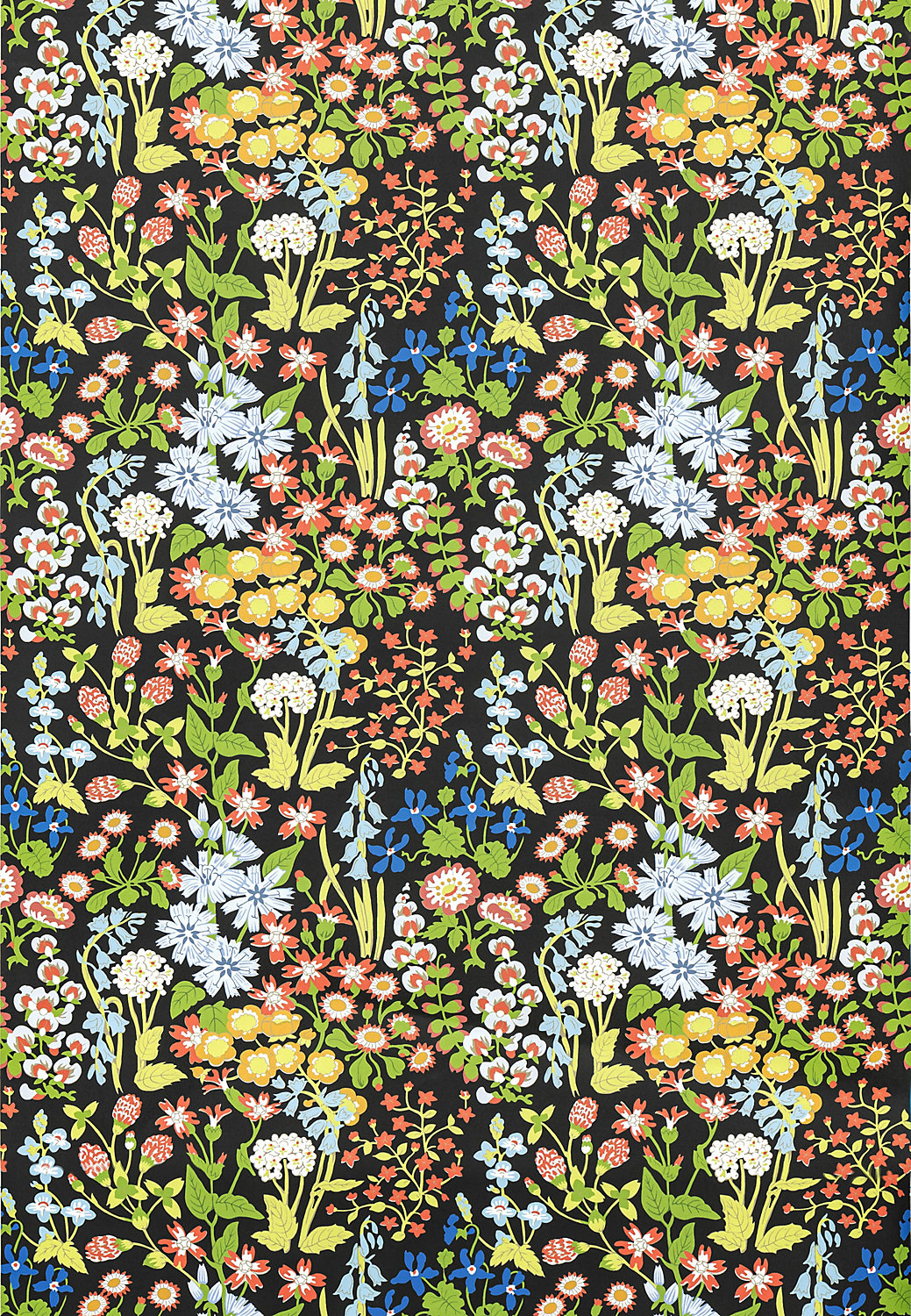 Nymph Floral Wallcovering in Black Multi
