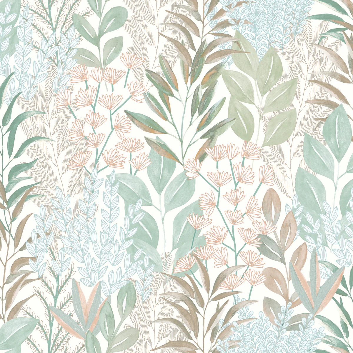 Serene Meadow Teal Wallpaper