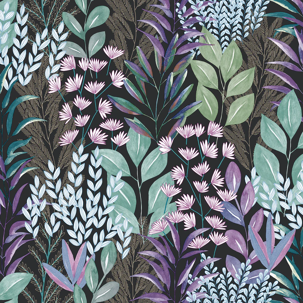 Serene Meadow Black Wallpaper