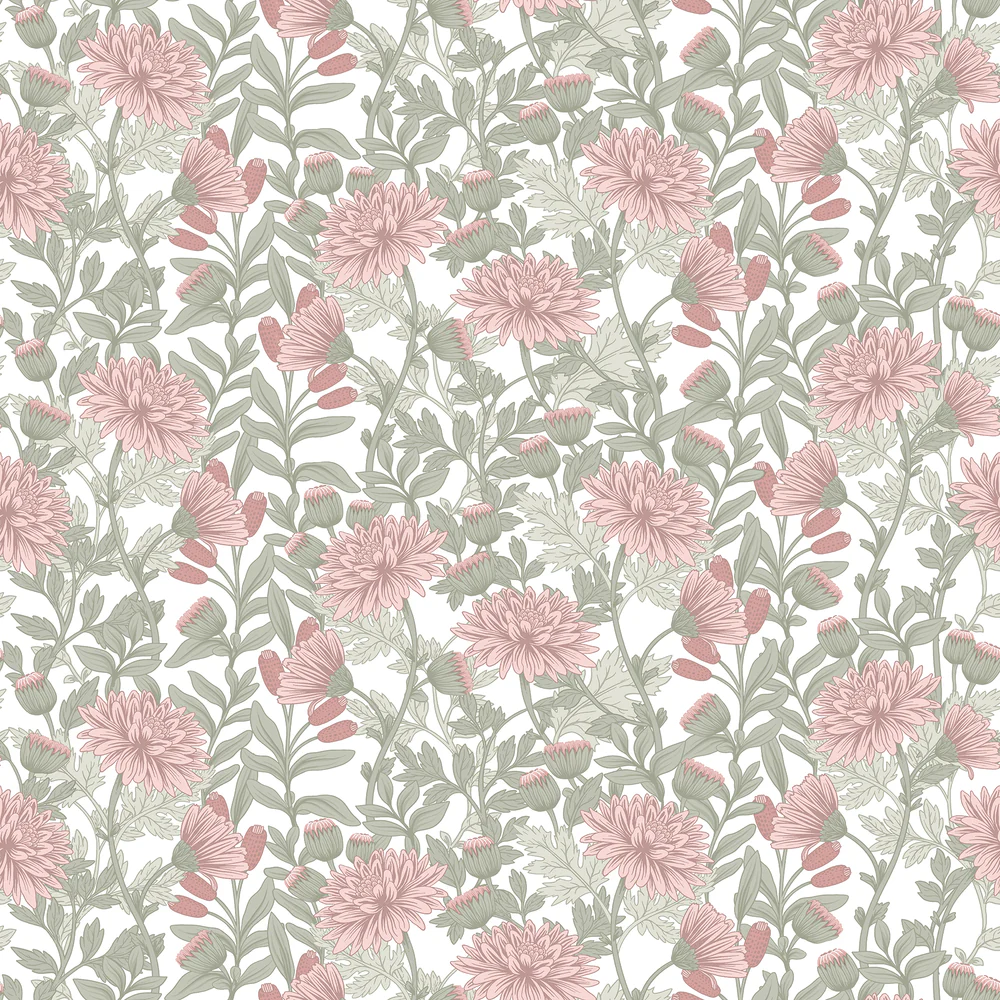 Floral Sonata Pink Wallpaper