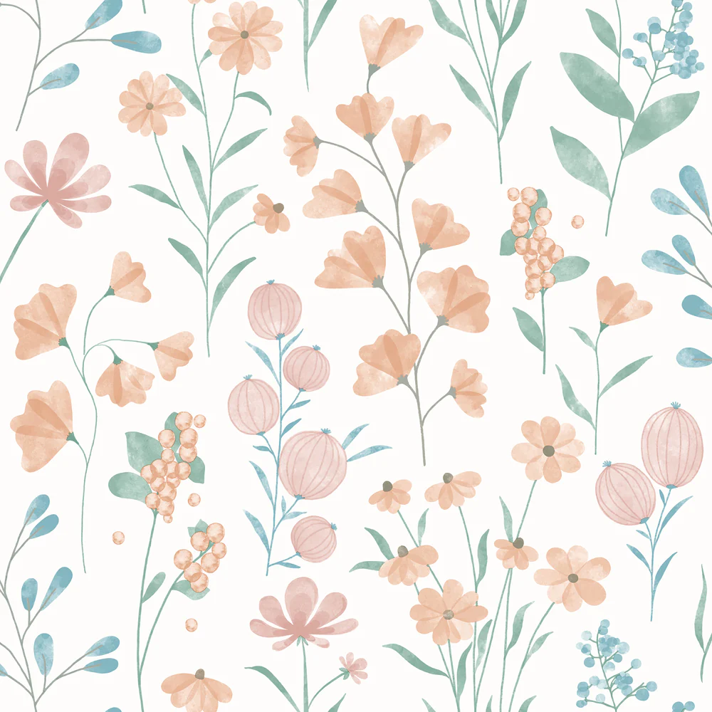 Floral Candy Orange Wallpaper