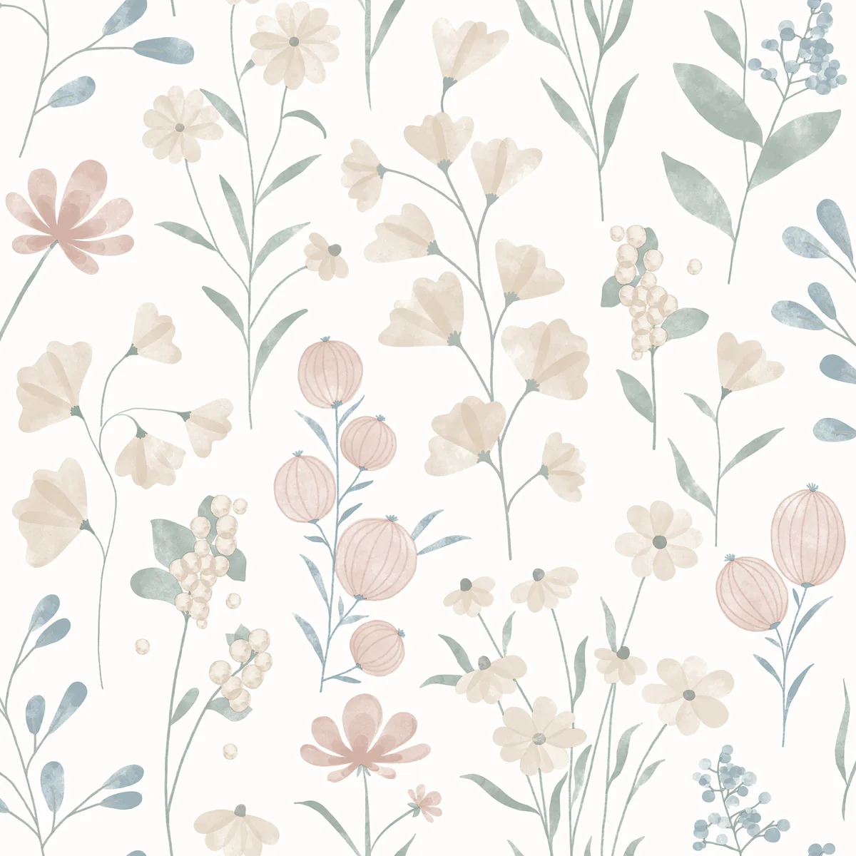 Floral Candy Beige Wallpaper