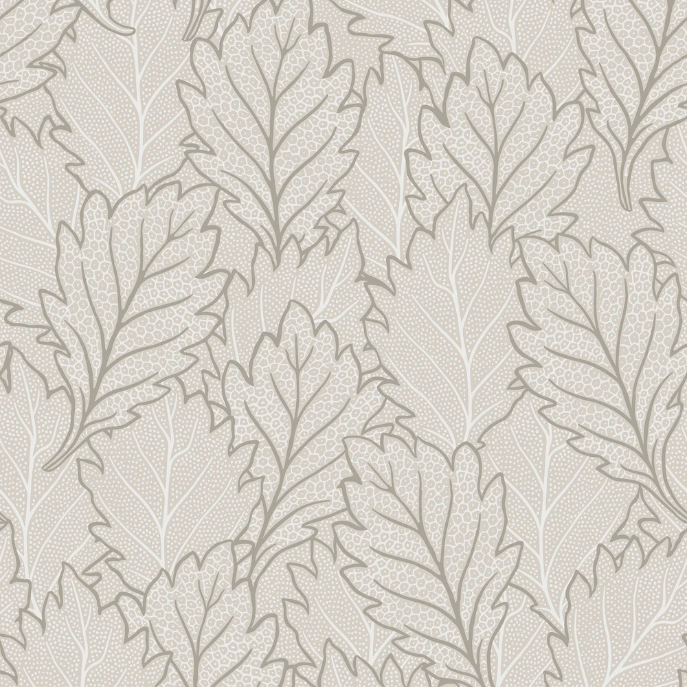 Quercus Leaves Beige Wallpaper