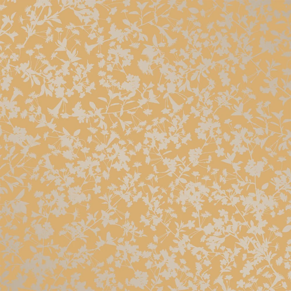 Shimmering Floral Canopy Yellow Wallpaper