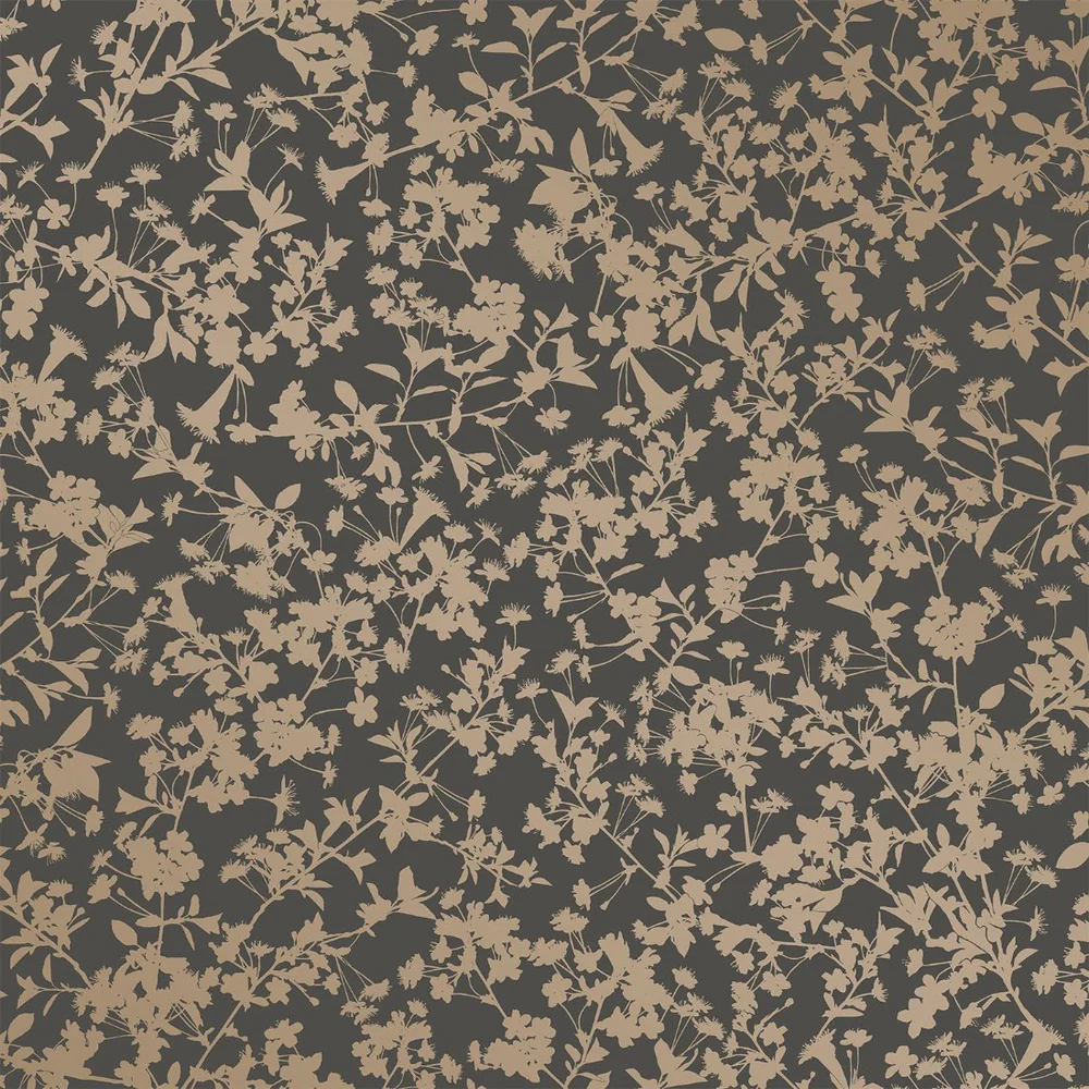 Shimmering Floral Canopy Black Wallpaper