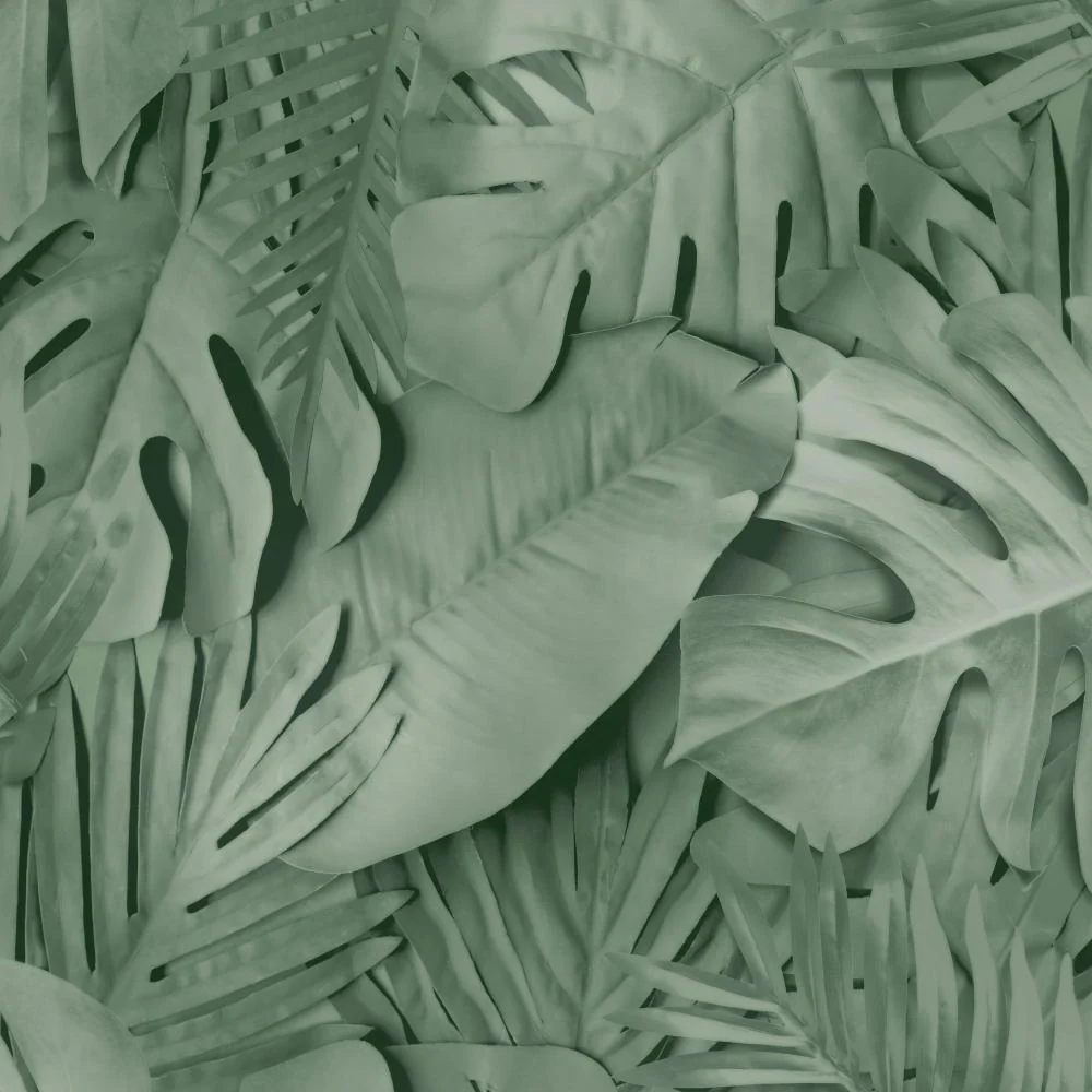 Large Photoreal Tropical Leaves Green Wallpaper