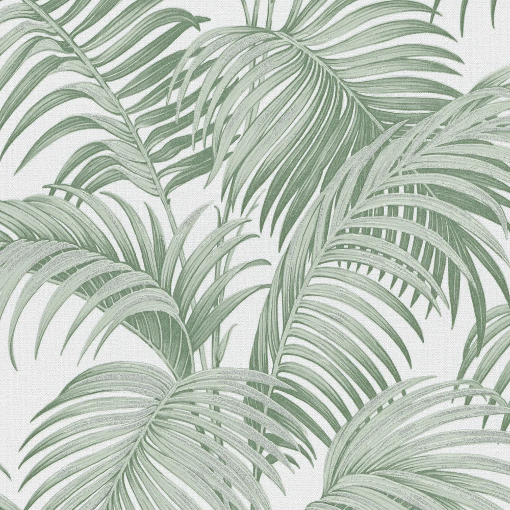 Sculpted Tropical Leaf Green Wallpaper