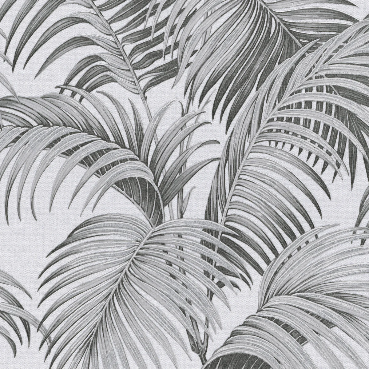 Sculpted Tropical Leaf Black Wallpaper