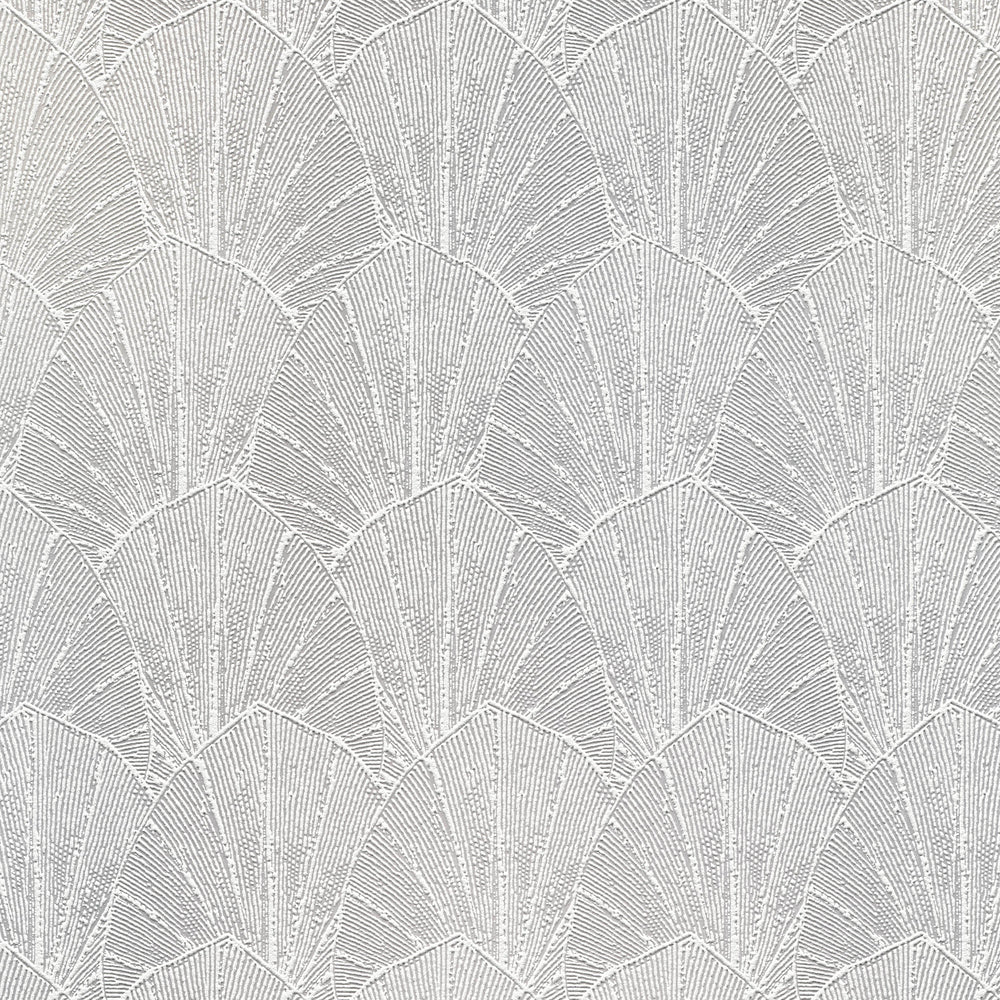 Sculpted Fan Leaf Cream Wallpaper
