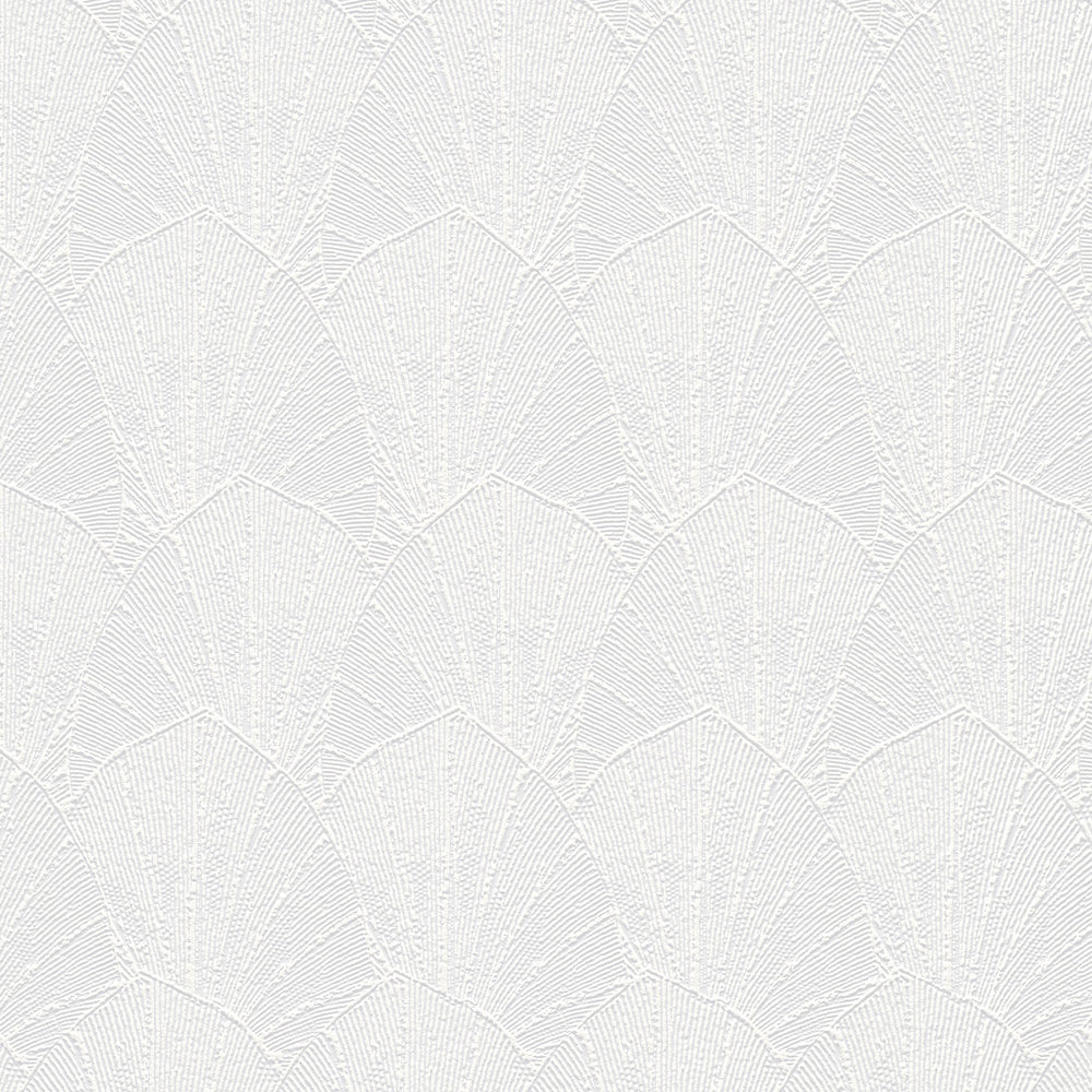 Sculpted Fan Leaf Light Grey Wallpaper