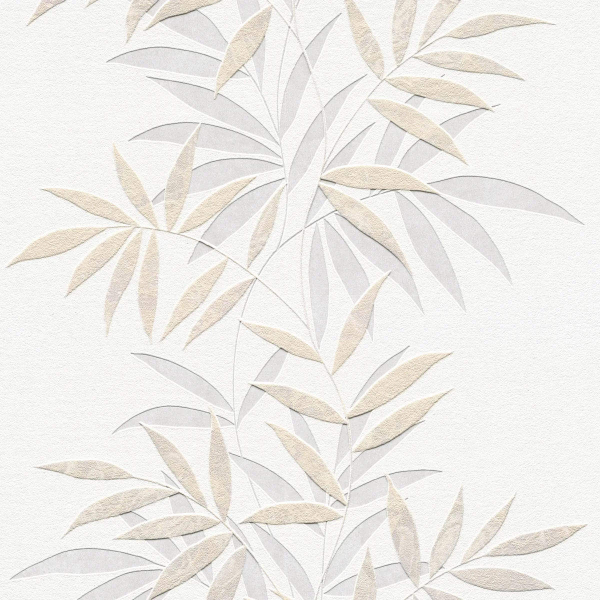 Raised Bamboo Leaf Beige Wallpaper