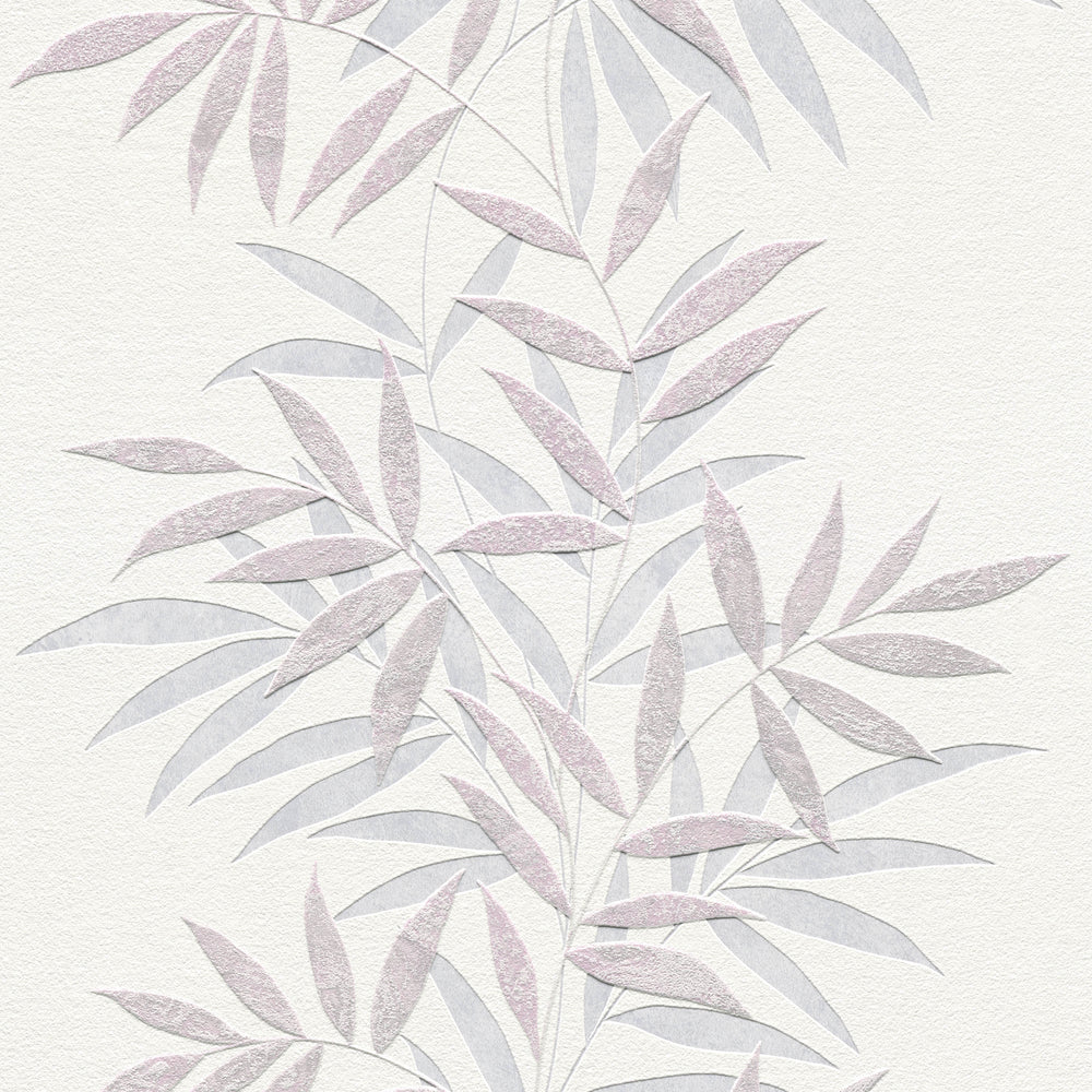 Raised Bamboo Leaf Black Wallpaper