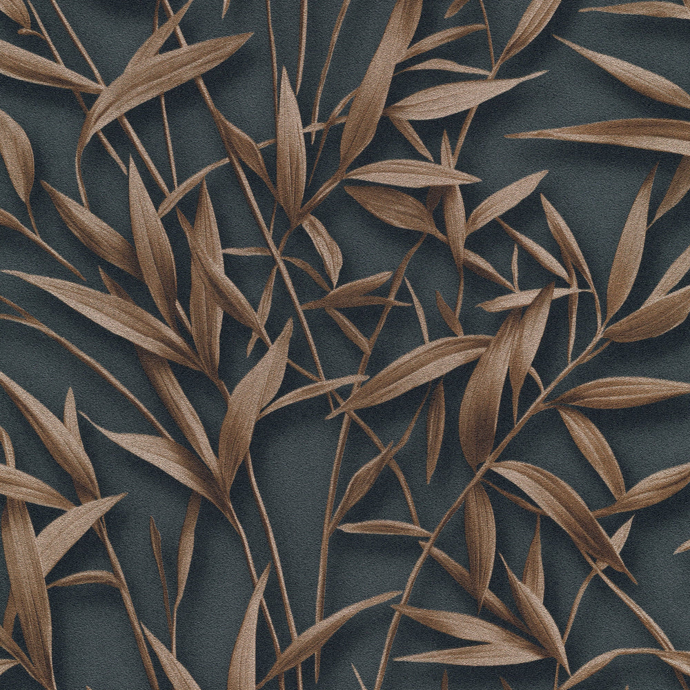 Sylvan Bamboo Fronds Anthracite Wallpaper