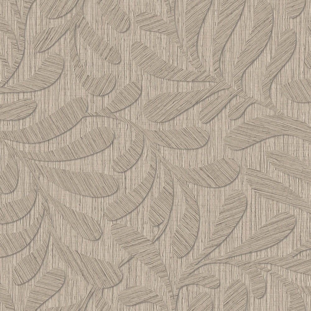 Carved Foliage Warm Grey Wallpaper