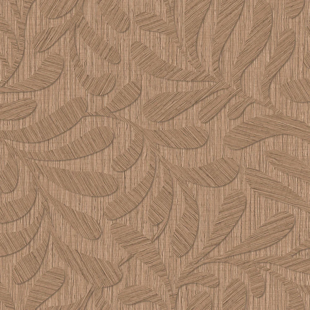 Carved Foliage Chestnut Wallpaper