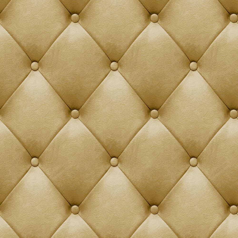 Faux Plush Quilted Diamond Upholstery Gold Wallpaper