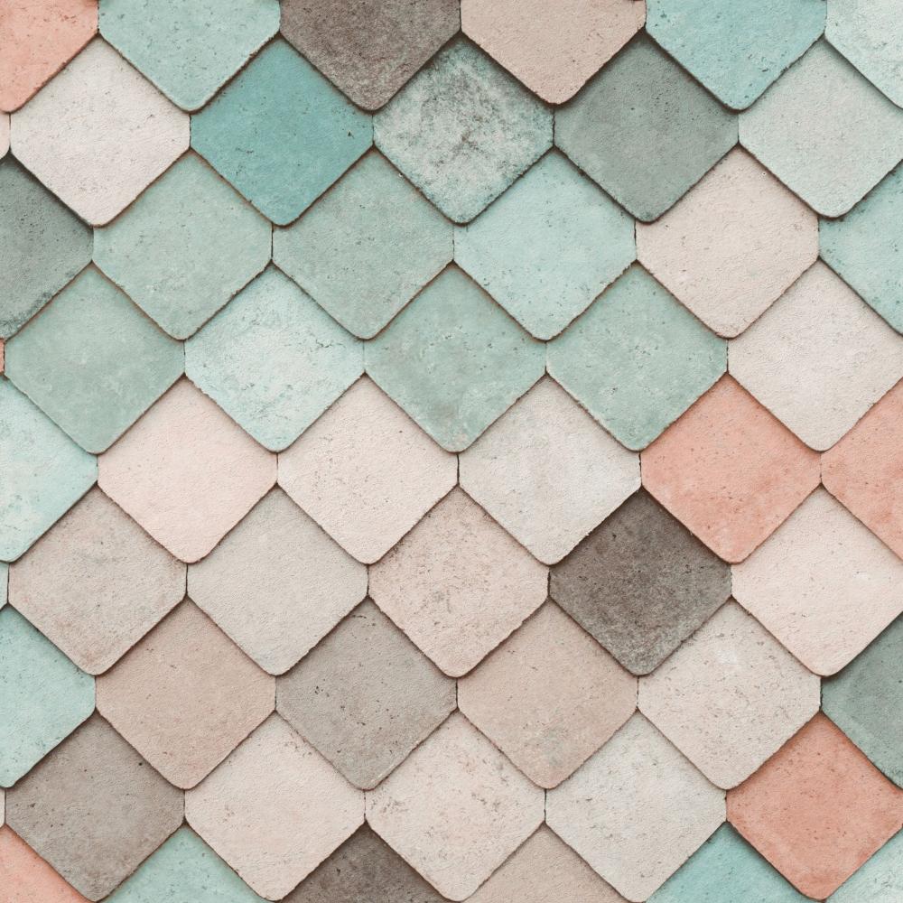 Vintage Tiles Multicolor Pastel Wallpaper