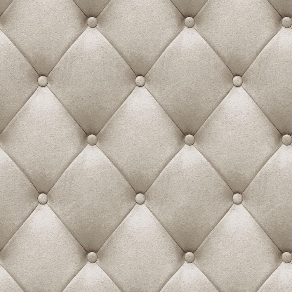 Faux Plush Quilted Diamond Upholstery Beige Wallpaper
