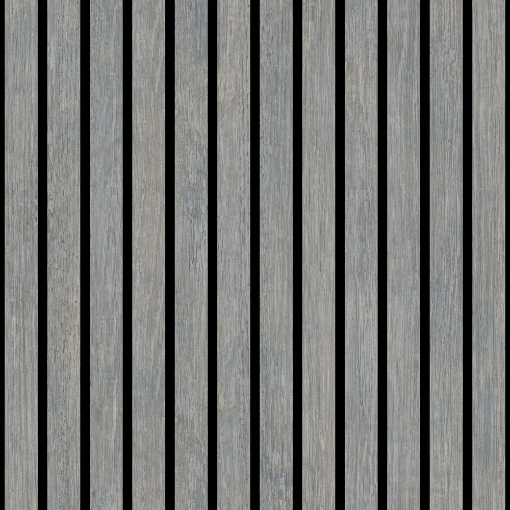 Modern Wood Slat Grey Wallpaper