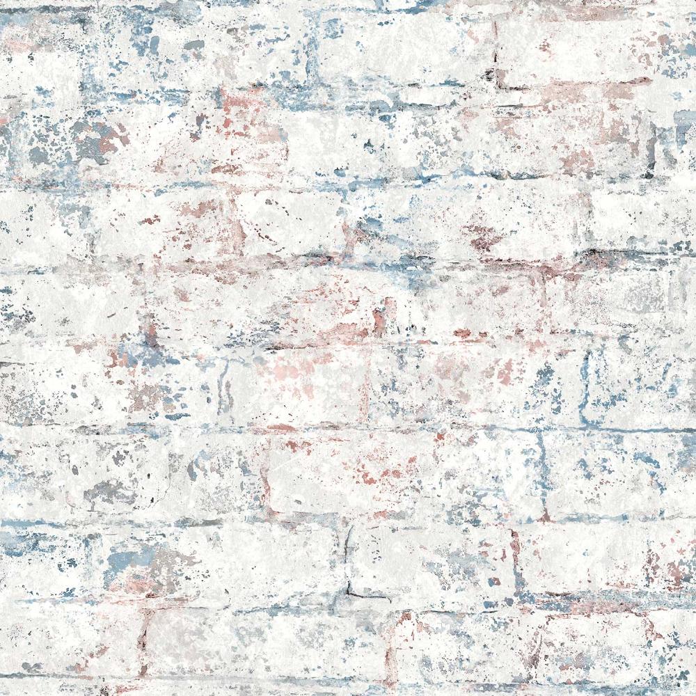 Distressed Bricks Blue Wallpaper