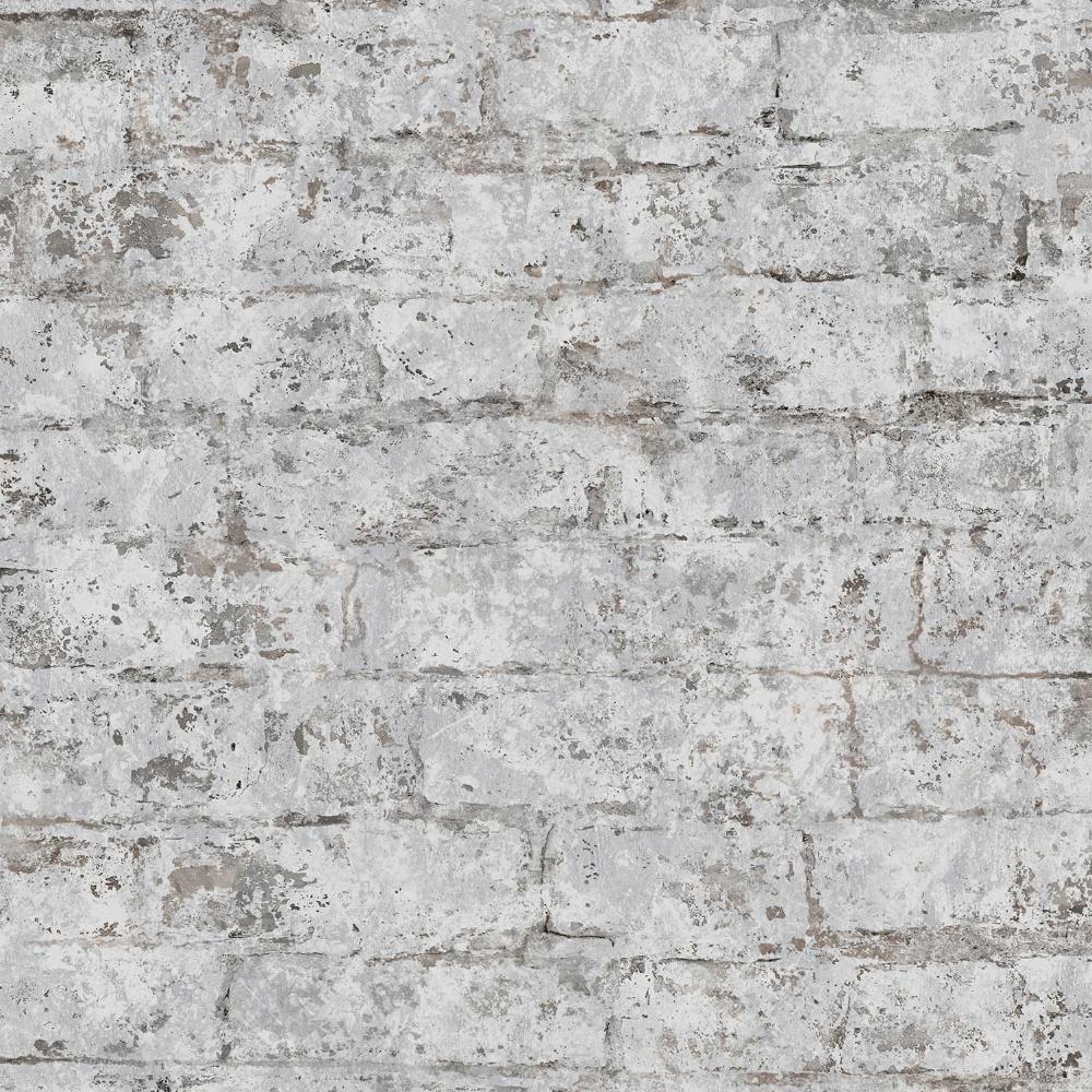 Distressed Bricks Grey Wallpaper