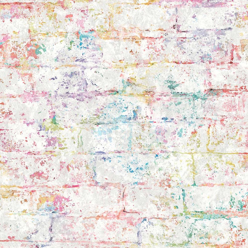 Distressed Bricks Multicolor Wallpaper