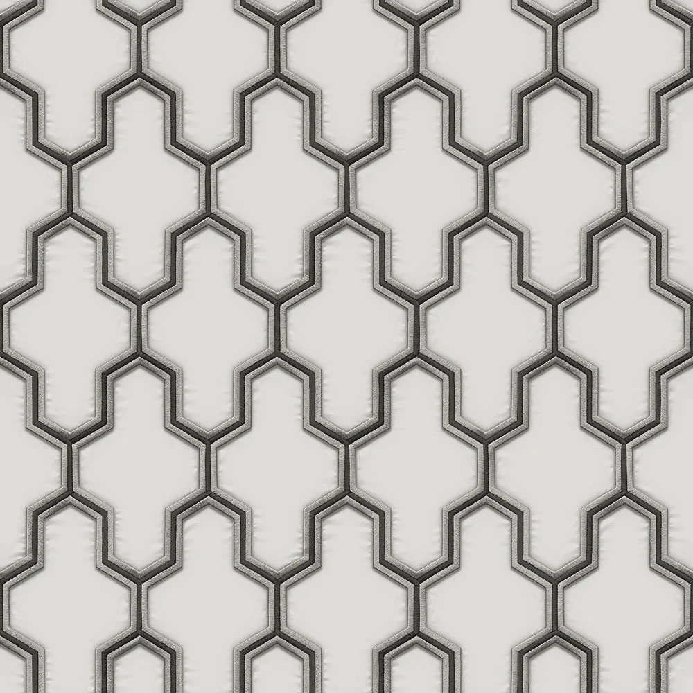 Geometric Silk White Wallpaper
