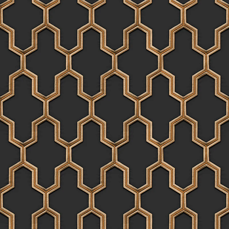 Geometric Silk Black Wallpaper