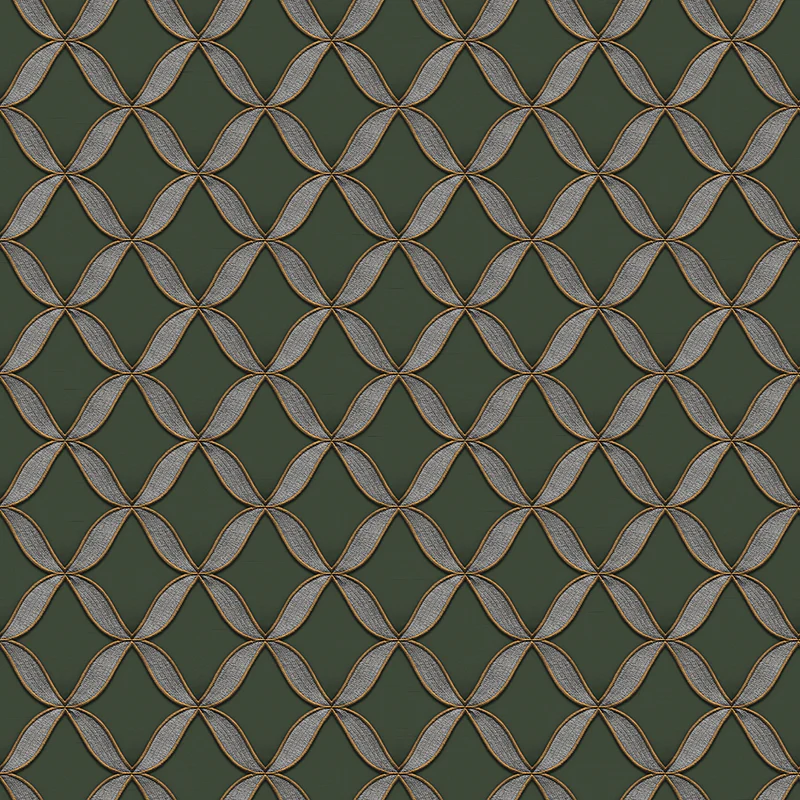 Geometric Trellis Green Wallpaper