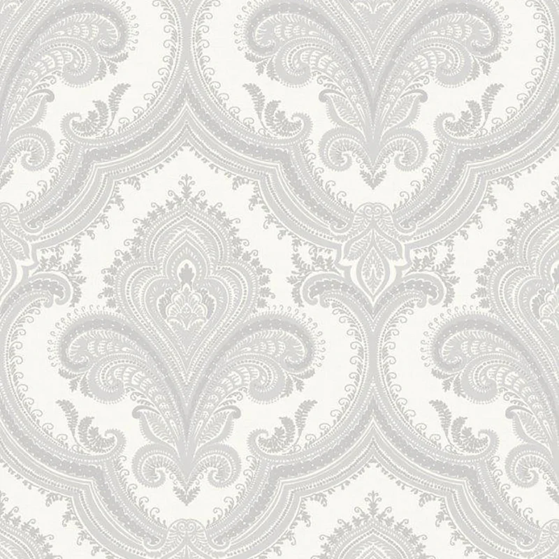 Traditional Damask Silver Wallpaper