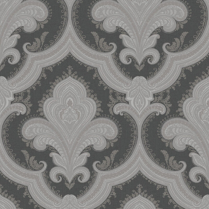 Traditional Damask Black Wallpaper