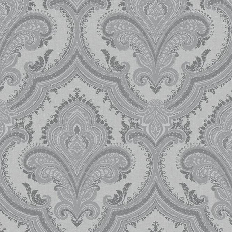 Traditional Damask Gray Wallpaper