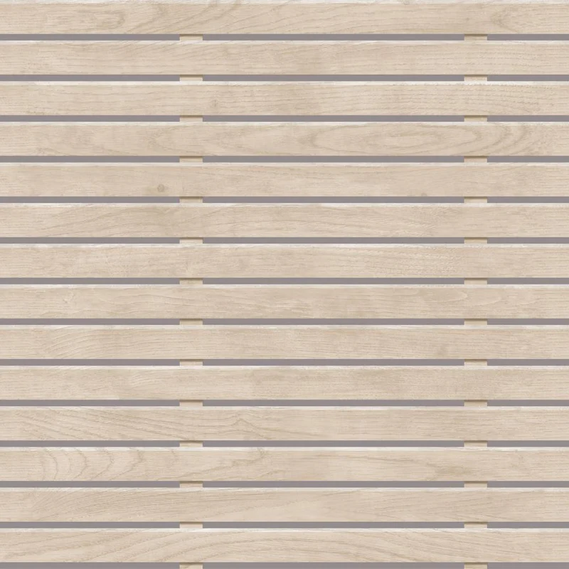 Horizontal Wood Slat Beige Wallpaper