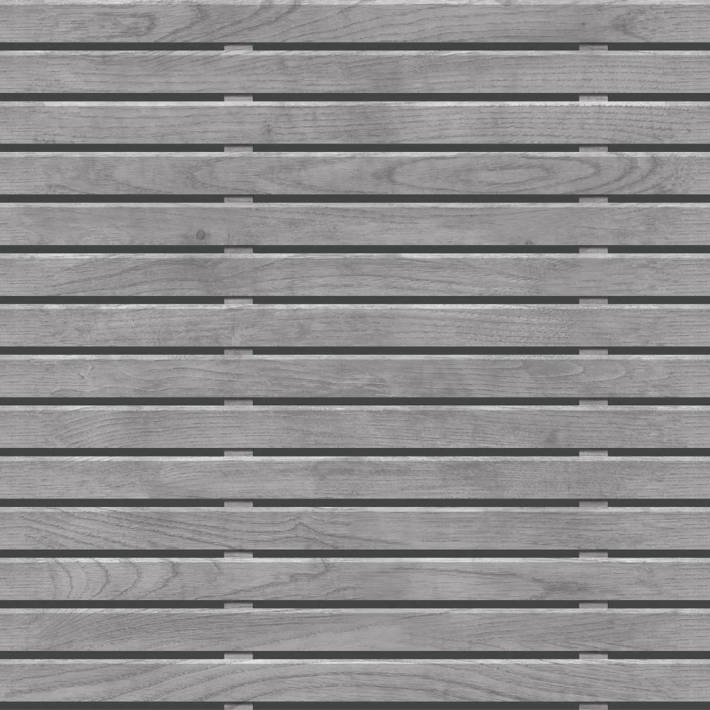 Horizontal Wood Slat Grey Wallpaper