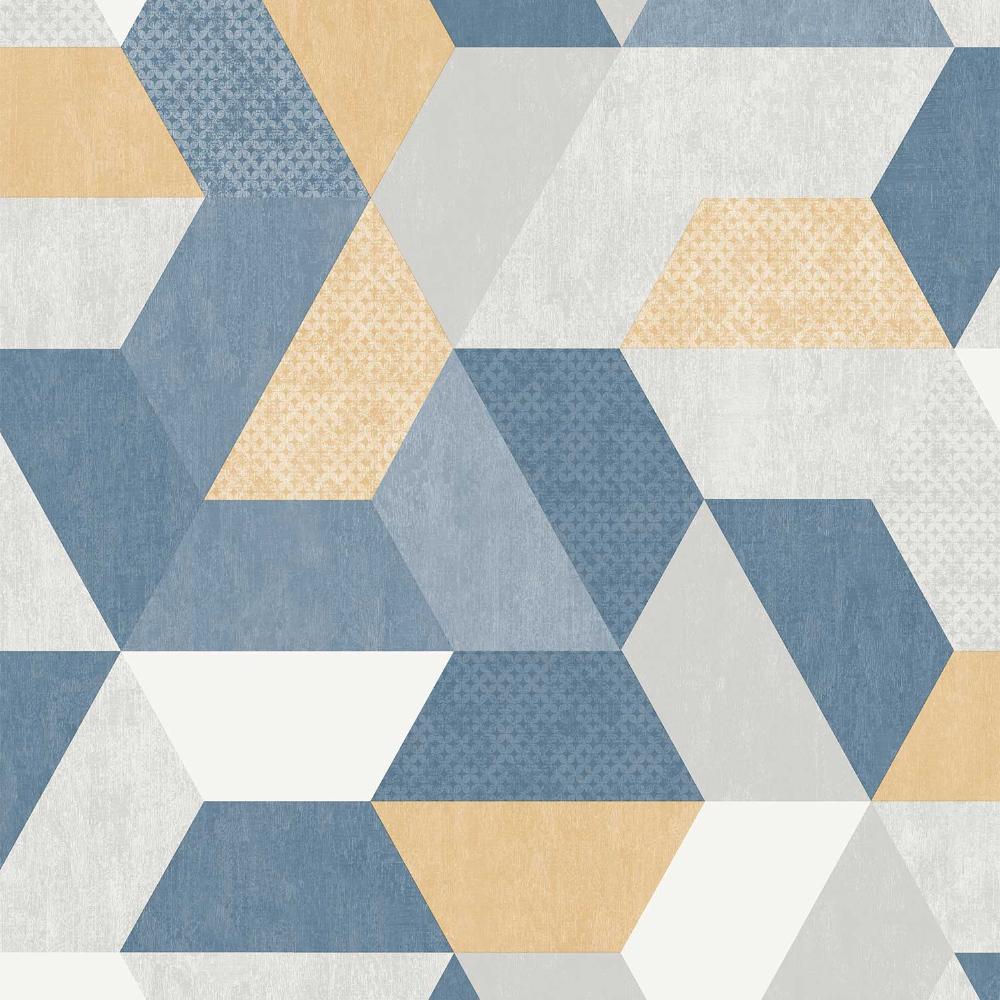 Loft Geometric Yellow and Blue Wallpaper