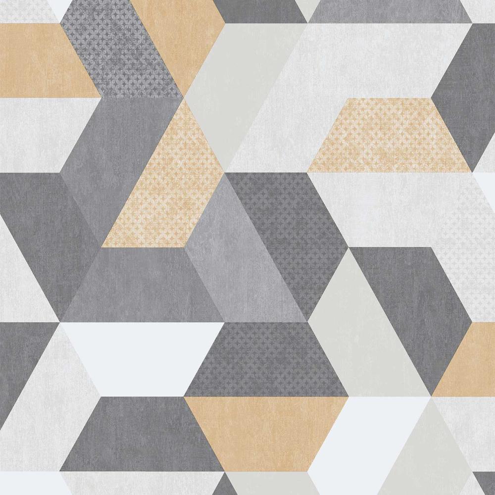 Loft Geometric Yellow and Greys Wallpaper