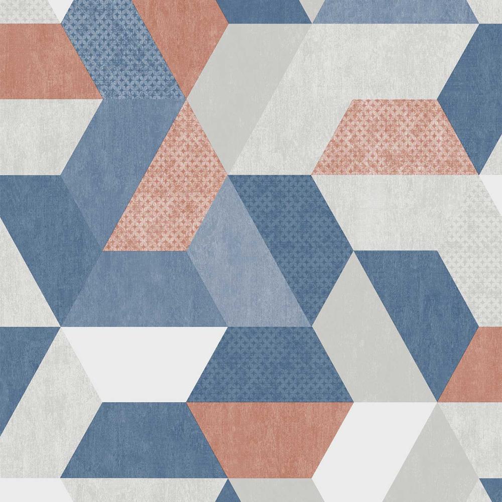 Loft Geometric Blue and Greys Wallpaper