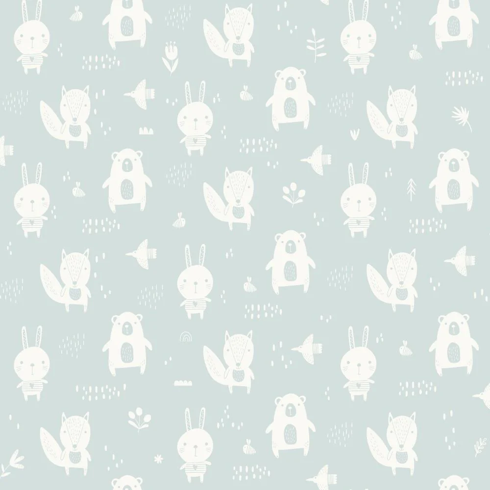 Woodland Pals Green Wallpaper