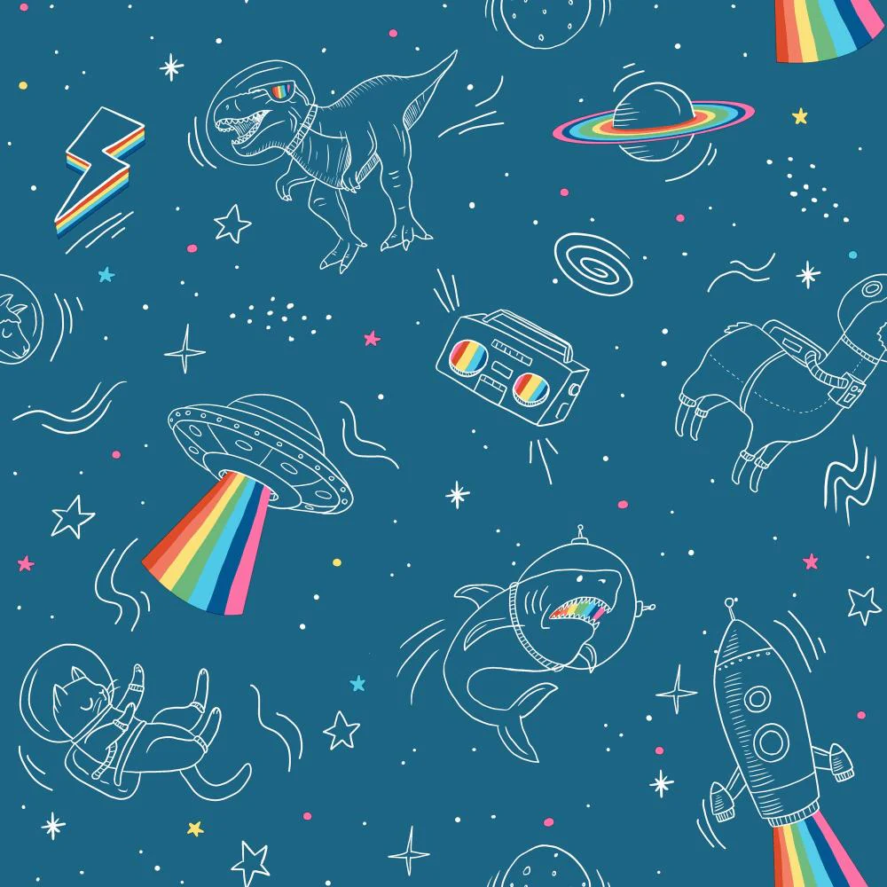 Space Adventures Blue Wallpaper