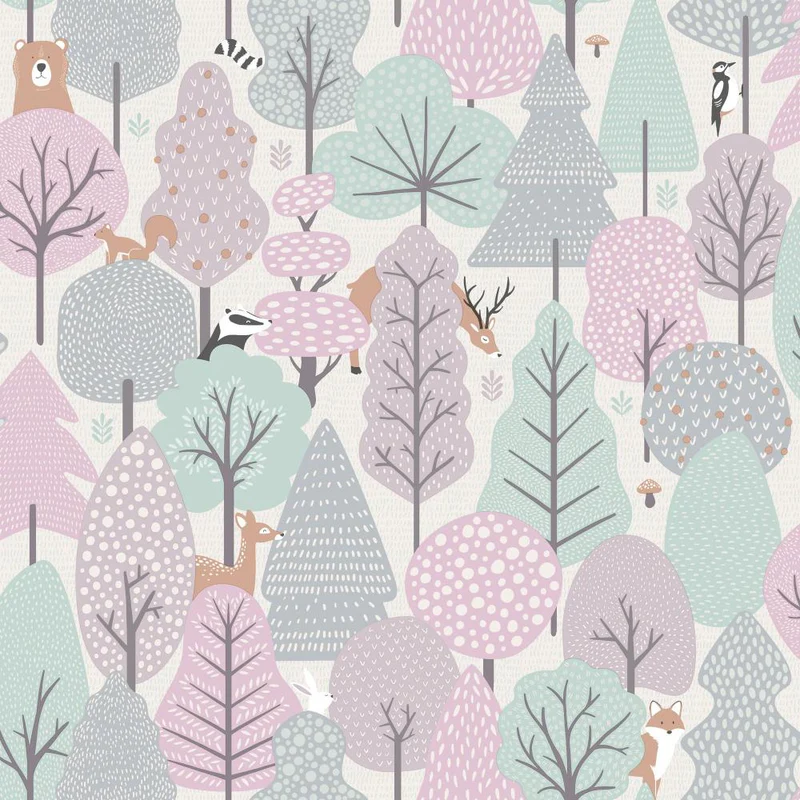 Enchanted Forest Pink Wallpaper