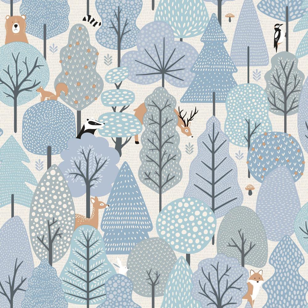 Enchanted Forest Sky Blue Wallpaper