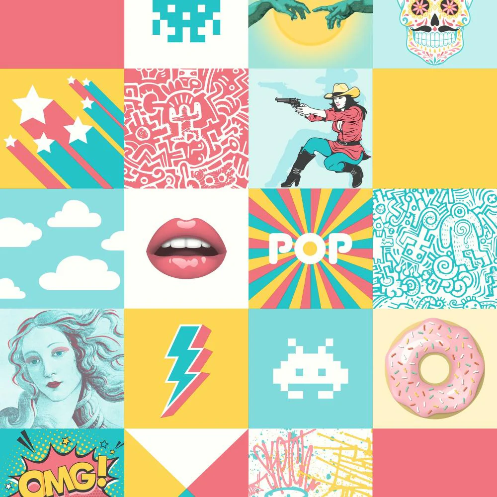 Pop Art Patchwork Multi Wallpaper
