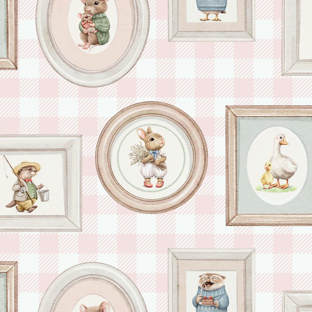 Woodland Gallery Pink Wallpaper