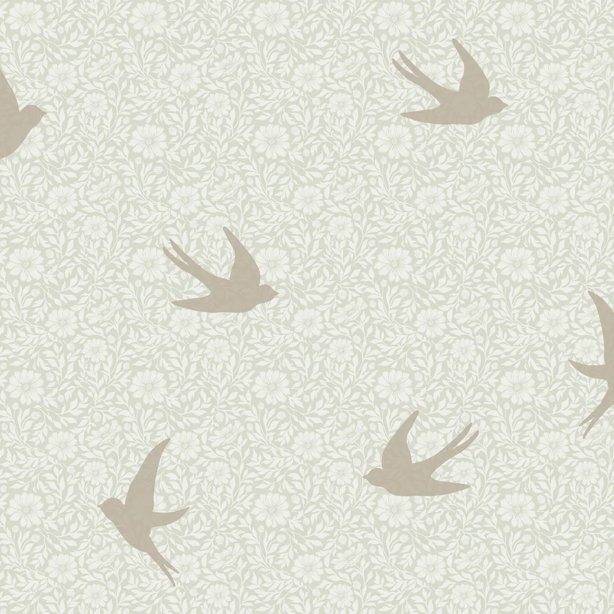 Sparrow Silhouettes Green Wallpaper