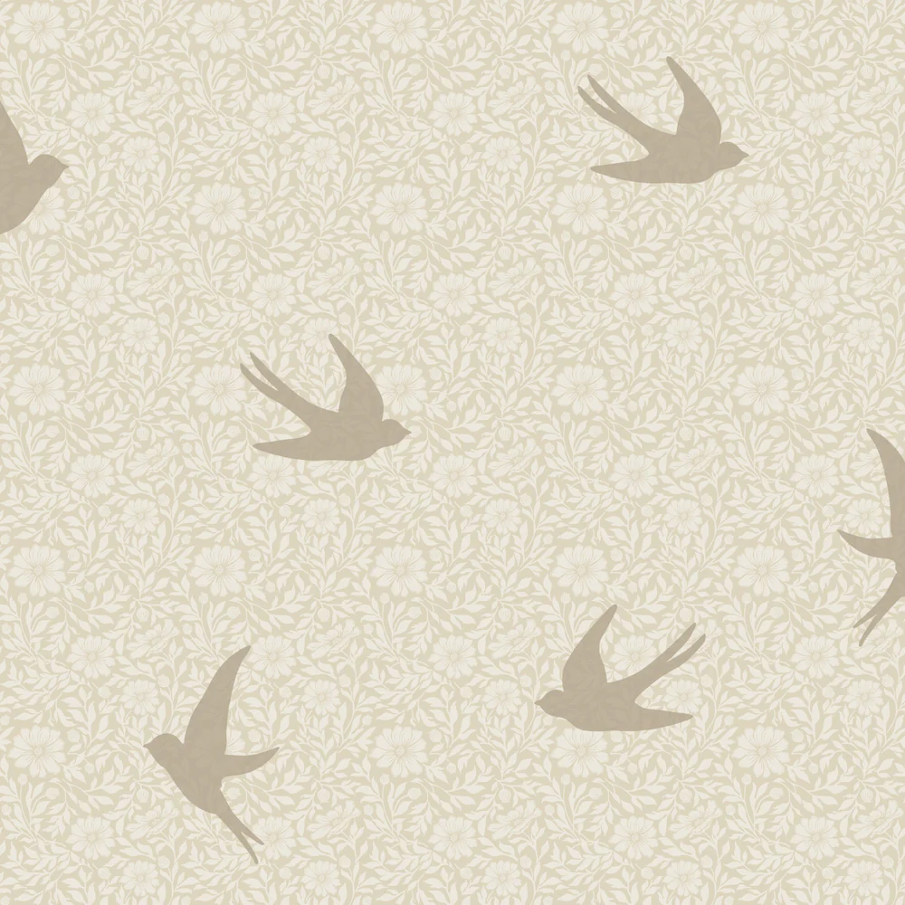 Sparrow Silhouettes Beige Wallpaper