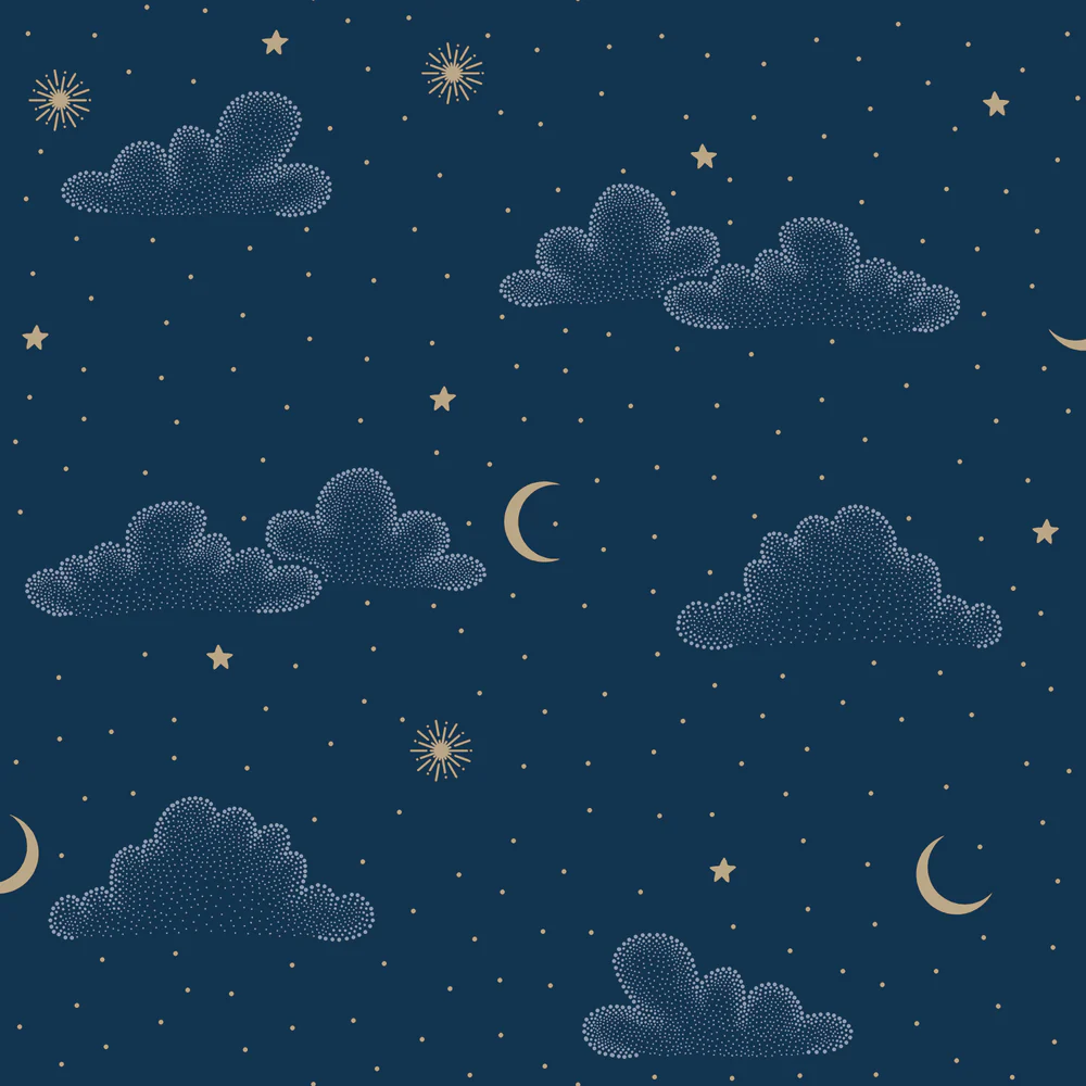 Moonlit Mist Navy Blue Wallpaper