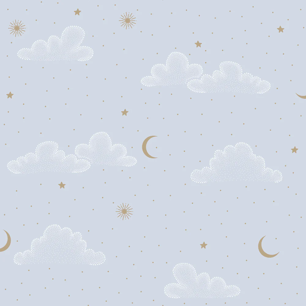 Moonlit Mist Blue Wallpaper