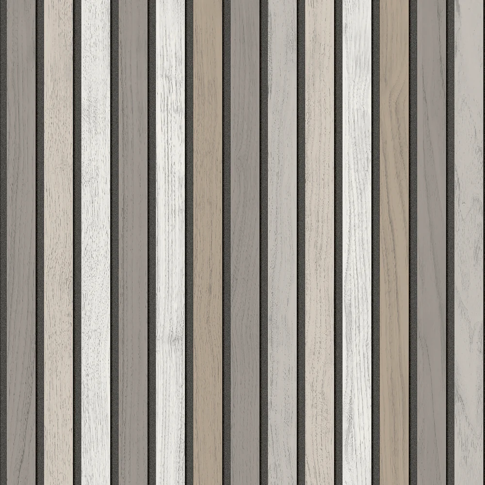 Vintage Slatwork Grey Wallpaper